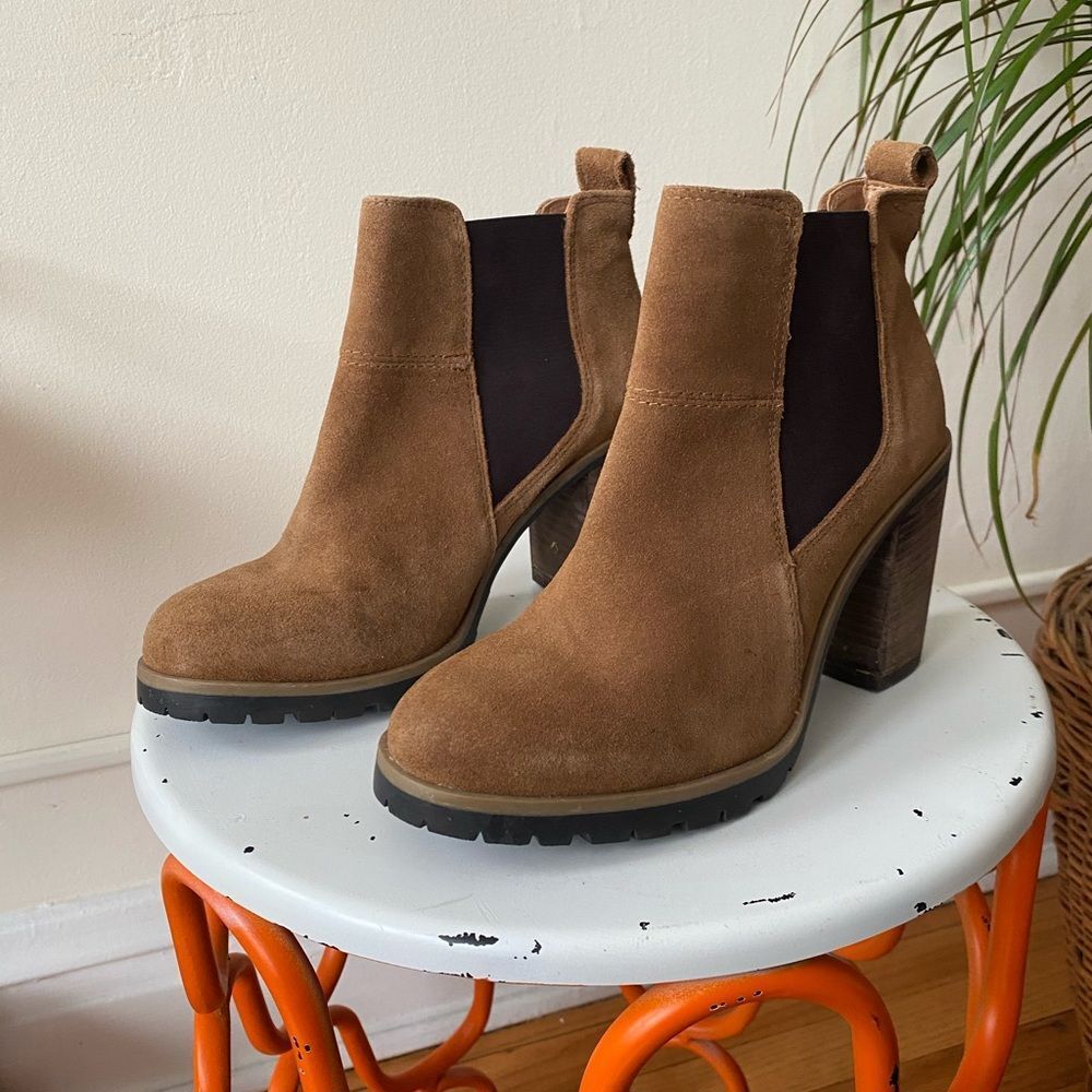 Brown Suede Ankle Boots Size 7.5